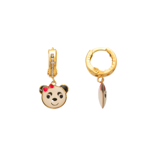 347-906 Panda Bear Enamel Huggie Earrings