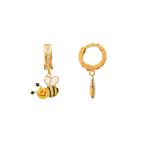 347-914 Honey Bee Enamel Huggie Earrings