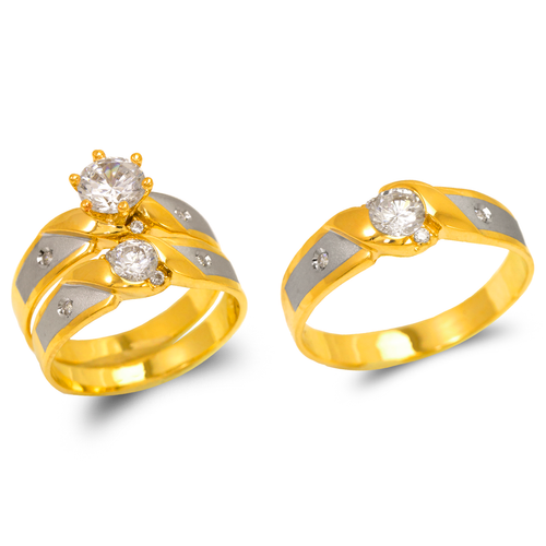 473-891ZS Two Tone Wedding Trio Ring Set