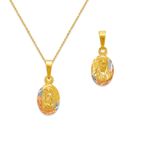 362-602T-010 Oval Guadalupe & Sacred Heart Two-Sided Scapular Pendant