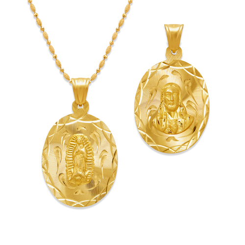 362-603-020 Oval Guadalupe & Sacred Heart Two-Sided Scapular Pendant