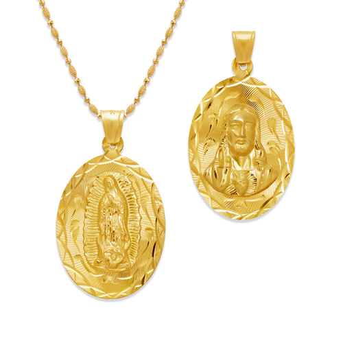 362-603-022 Oval Guadalupe/Sacred Heart Two-Sided Scapular Pendant