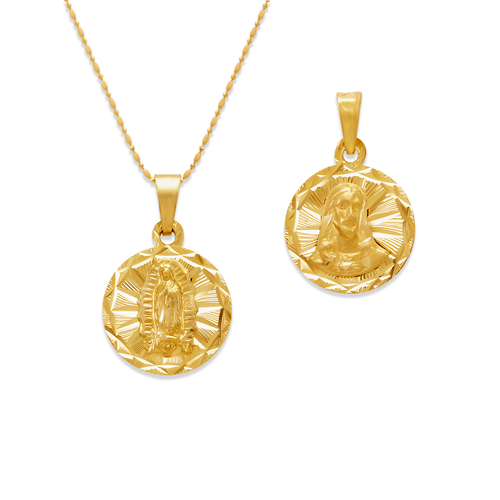 362-651-013 Round Guadalupe & Sacred Heart Two-Sided Scapular Pendant