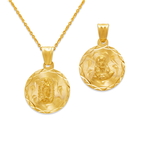 362-653-018 Round Guadalupe & Sacred Heart Two-Sided Scapular Pendant
