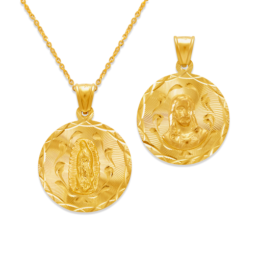 362-653-022 Round Guadalupe & Sacred Heart Two-Sided Scapular Pendant