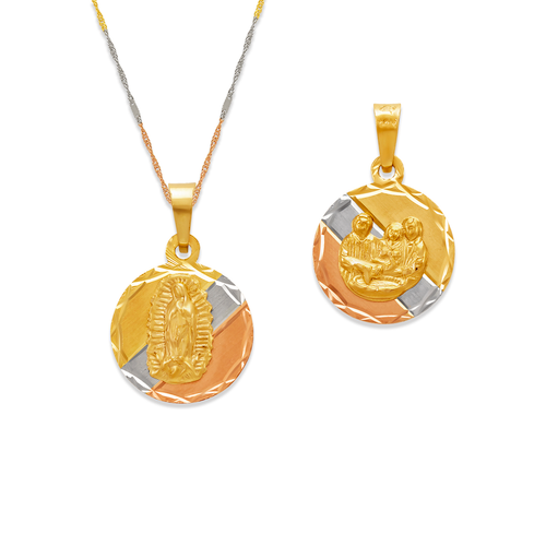 362-657T-013 Round Guadalupe/Baptism Two-Sided Scapular Pendant