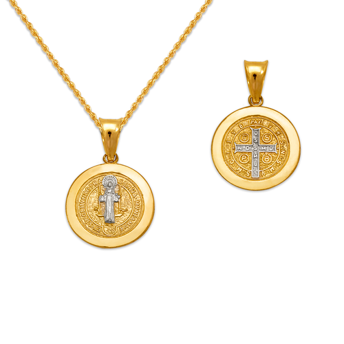 362-971Z-013 Round San Benito Cross Two-Sided Scapular Pendant