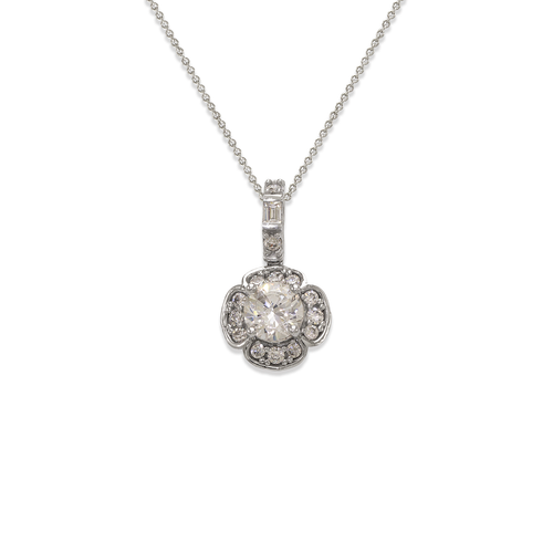 763-010W Fancy Flower CZ Pendant