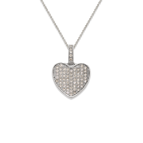 763-033W Fancy Flat Heart CZ Pendant