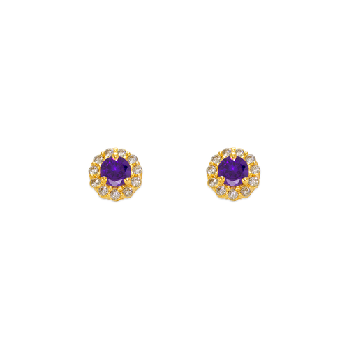 343-160PL 3mm Purple Round CZ Stud Earrings