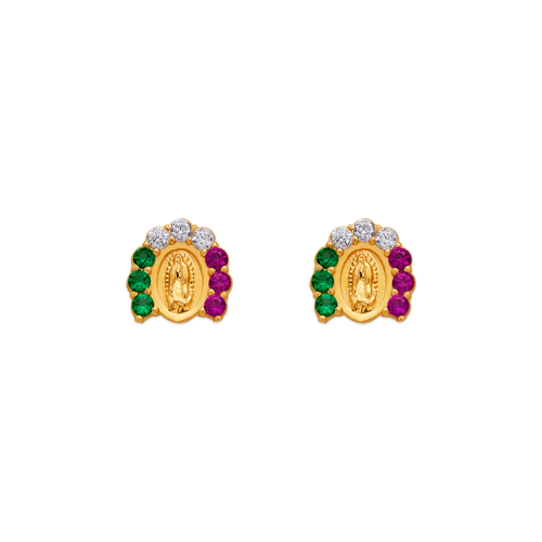 343-318MX Guadalupe Horseshoe CZ Stud Earrings