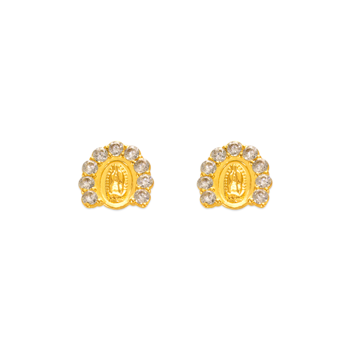 343-318WH White Guadalupe Horseshoe CZ Stud Earrings