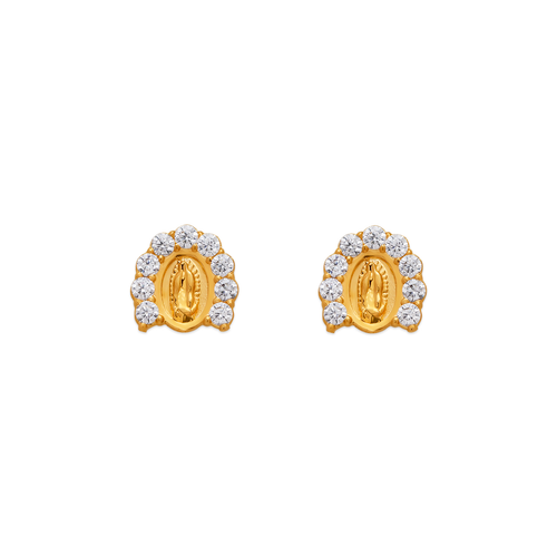 343-318WH White Guadalupe Horseshoe CZ Stud Earrings