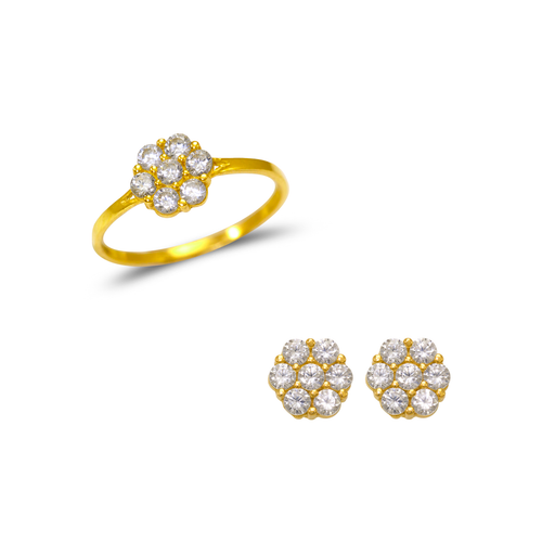 483-507 Kids Flower Ring and Earrings CZ Set