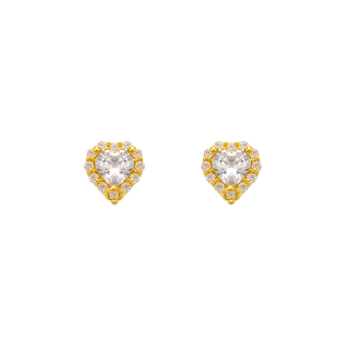 343-161WH Heart White Halo CZ Stud Earrings