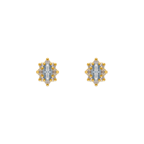 343-163LB Light Blue Flower Halo CZ Stud Earrings