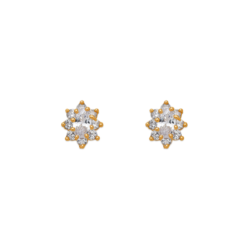 343-163WH White Flower Halo CZ Stud Earrings