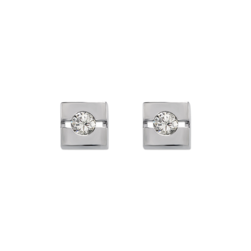 661-026W Fancy Square CZ Stud Earrings