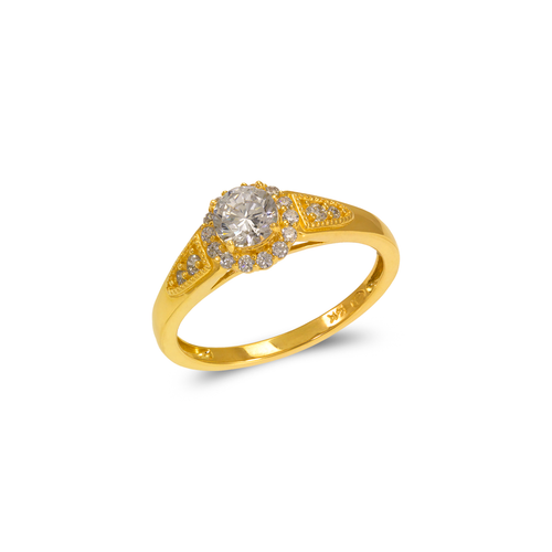 773-136 Ladies Fancy Solitaire Halo CZ Ring