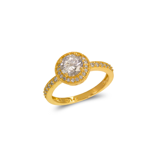 773-138 Ladies Fancy Solitaire Halo CZ Ring