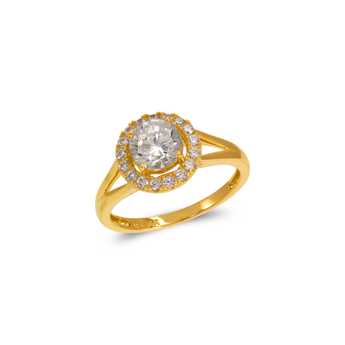 773-139 Ladies Fancy Solitaire Halo CZ Ring