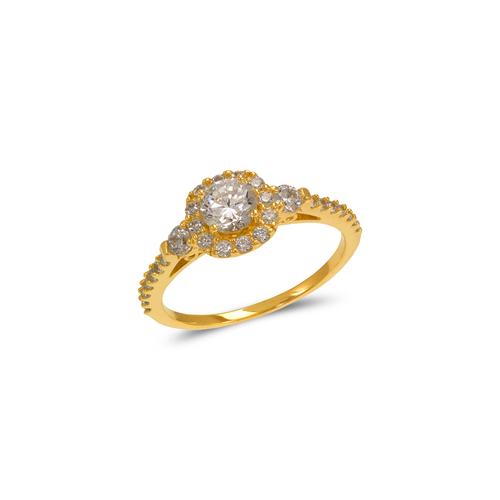 773-144 Ladies Fancy Solitaire Halo CZ Ring