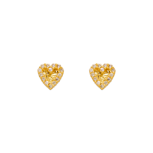 343-239 Diamond Cut Heart CZ Stud Earrings