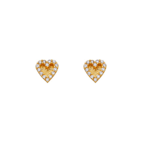 343-239 Diamond Cut Heart CZ Stud Earrings