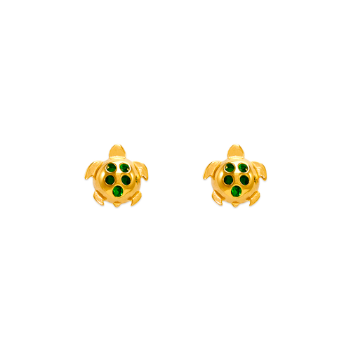 343-411GR Small Green Turtle CZ Stud Earrings