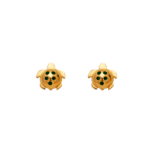 343-411GR Small Green Turtle CZ Stud Earrings