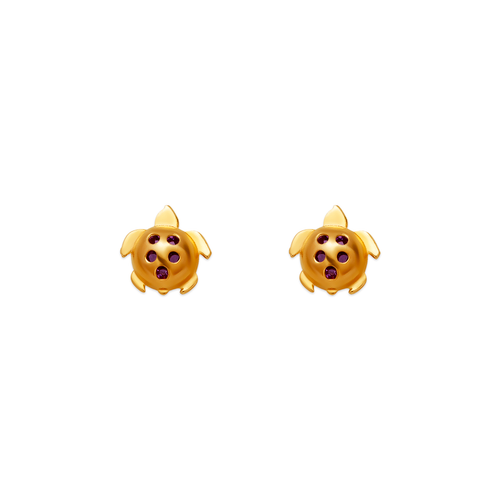 343-411PL Small Purple Turtle CZ Stud Earrings