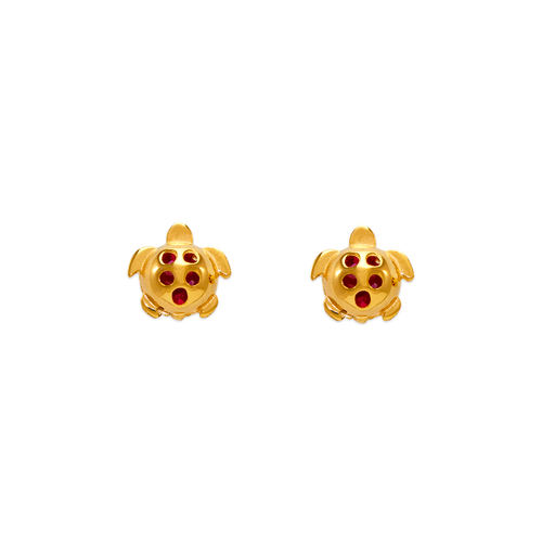 343-411RD Small Red Turtle CZ Stud Earrings