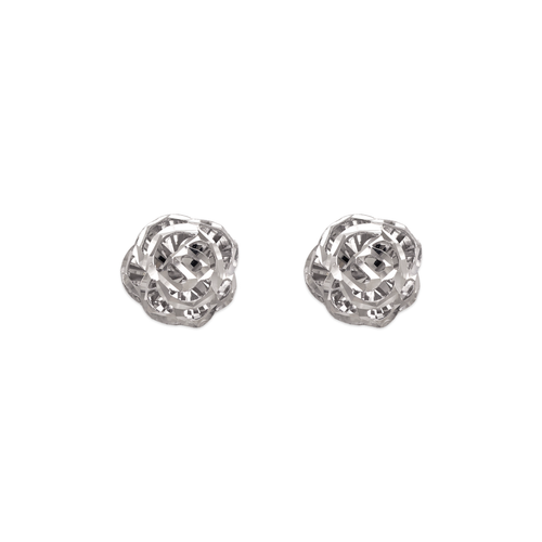 142-116W Diamond Cut Flower Stud Earrings