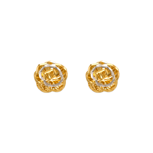 142-116Z Diamond Cut Flower Stud Earrings