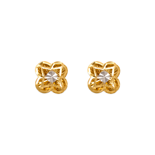 142-117Z Diamond Cut Flower Stud Earrings