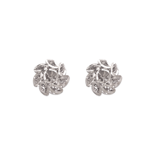 142-119W Small Diamond Cut Flower Stud Earrings