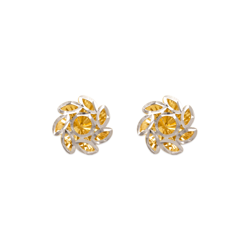 142-119Z Small Diamond Cut Flower Stud Earrings