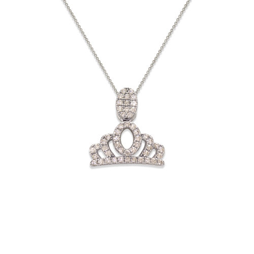 763-040W Fancy Crown CZ Pendant