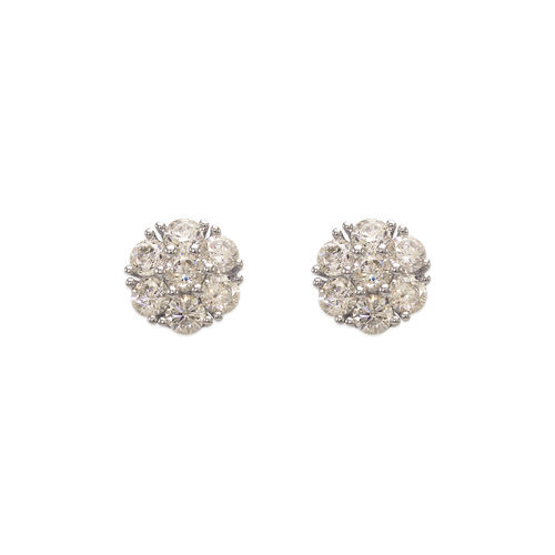 743-013W Fancy Flower CZ Stud Earrings