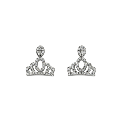 743-040W Fancy Crown CZ Stud Earrings