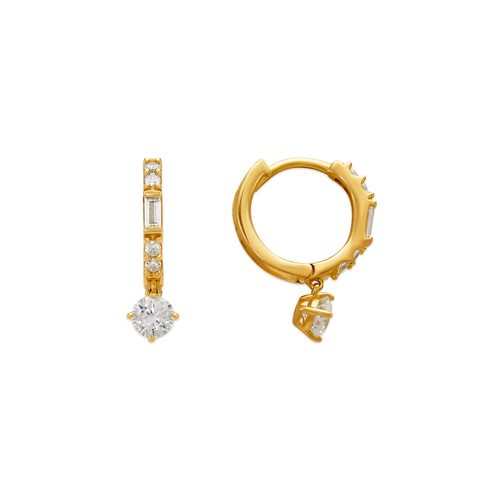 743-113 Fancy Huggie CZ Earrings