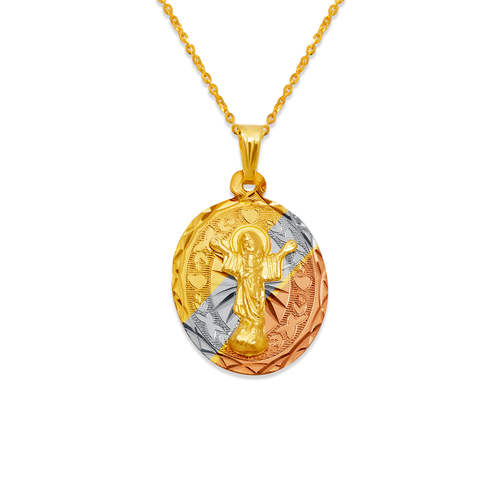 362-741T-018 Oval Laser Cut Divine Child Scapular Pendant