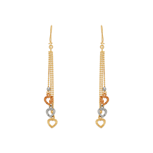 842-010  Dangling Three Heart Earrings