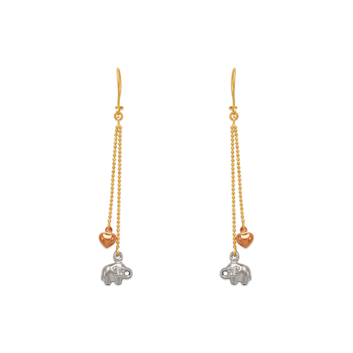 842-017  Dangling Elephant/Heart Earrings