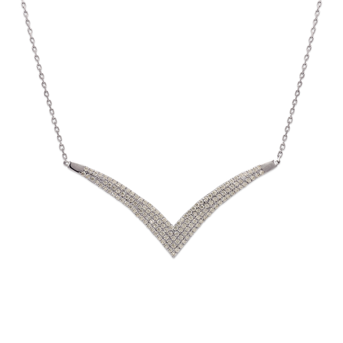 253-101W Fancy White Chandelier CZ Necklace