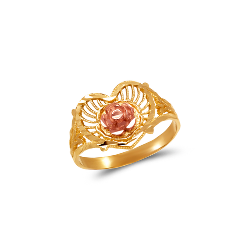 678-214 Ladies Heart Rose Filigree Ring