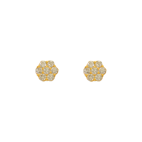 343-209WH White Flower CZ Stud Earrings