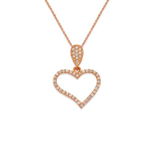 263-001R Fancy Rose Heart CZ Pendant
