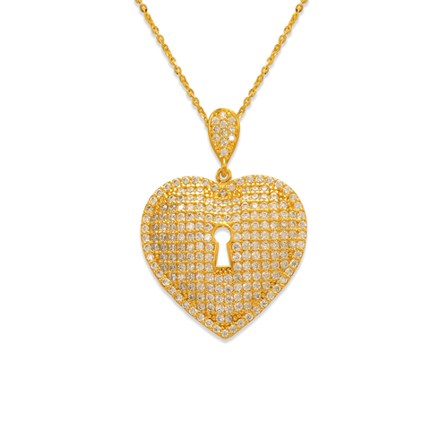 263-002 Fancy Heart Lock CZ Pendant