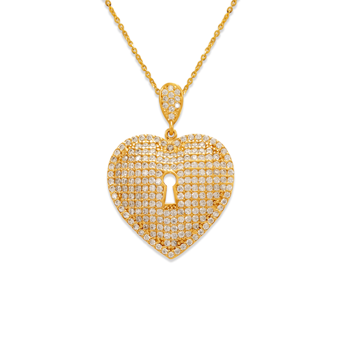 263-002 Fancy Heart Lock CZ Pendant